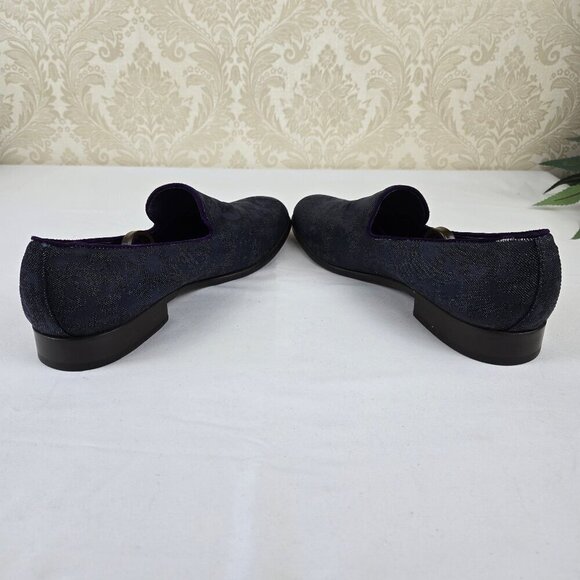 Robert Graham PRINCE Denim Slip On Loafers Purple Edging Size 11.5 Narrow Fit - Picture 6 of 14